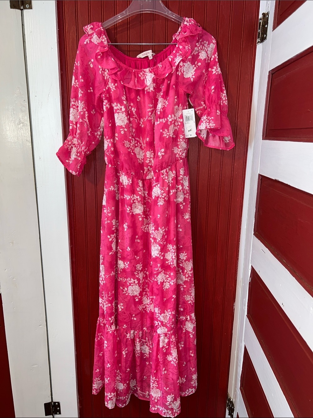 MSRP $99 Willow Drive Women Floral Off-Shoulder Maxi Dress Pink Size L - Picture 7 of 12